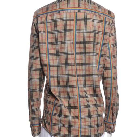 BURBERRY BRIT Plaid Print Long Sleeve Button-Up Top Size: S Rainbow - Picture 7 of 8